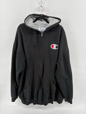 Champion Black Full-Zip Hoodie with Gray Hood Lining